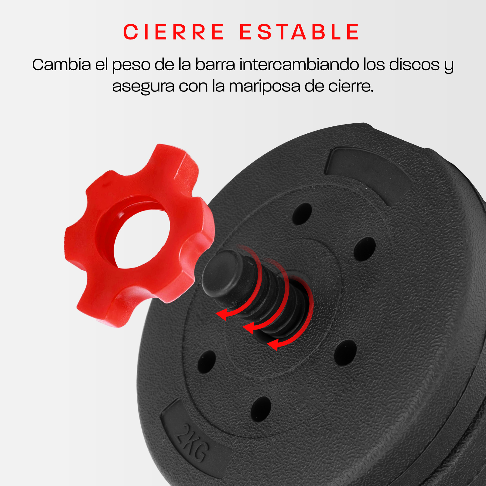 Set Mancuernas Altera Barra Ajustable Total 40kg Disco Pesas