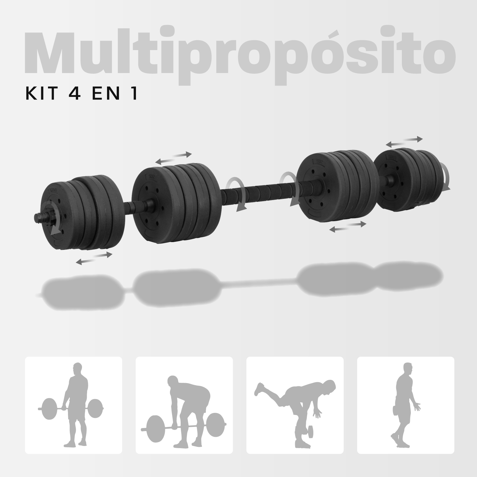 Mancuernas Ajustables Altera Barra Recta Pesas 30 Kg Total