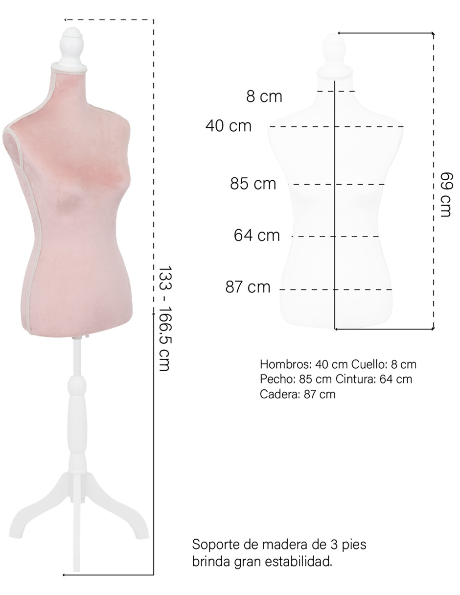 Maniqui Torso Femenino Costura Modelo Sastre Base Ajustable