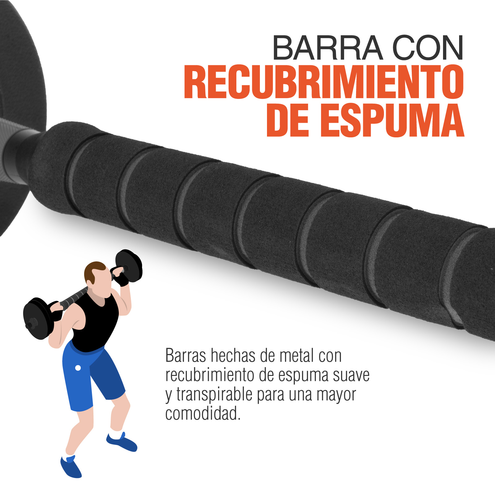 Set De Mancuernas Ajustables Barra Discos Pesas Ejercicio Color Negro