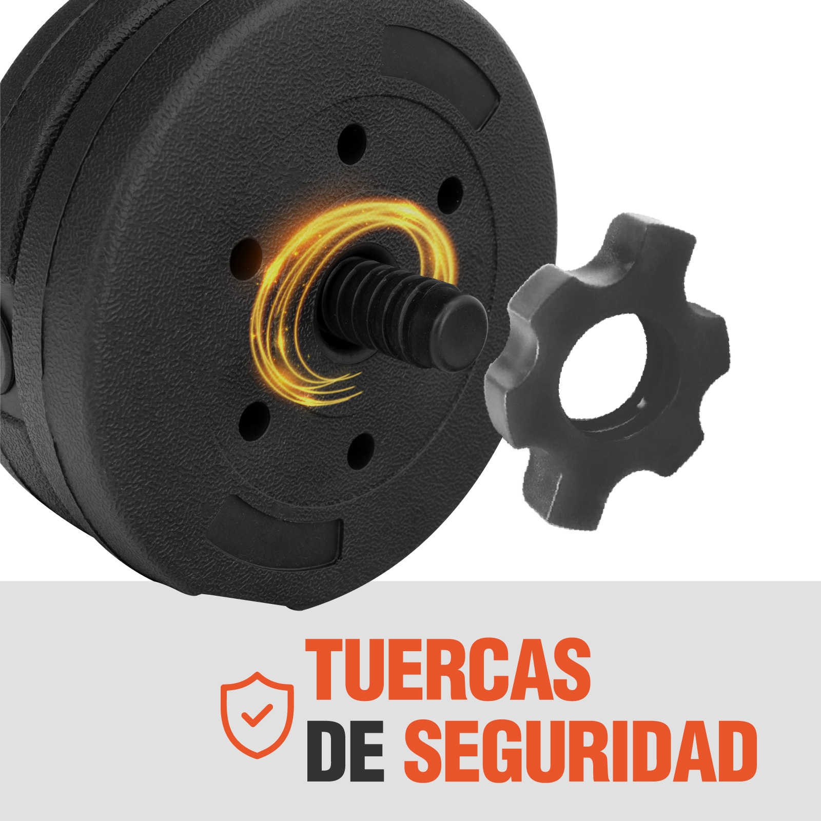 Set De Mancuernas Ajustables Barra Discos Pesas Ejercicio Color Negro