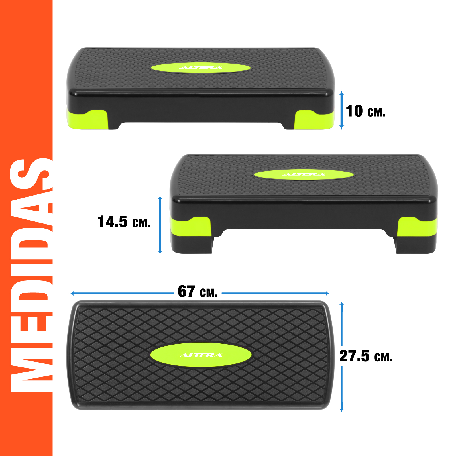Banco Escalon De Ejercicio Step Rutinas Aerobics Ajustable Negro/Verde