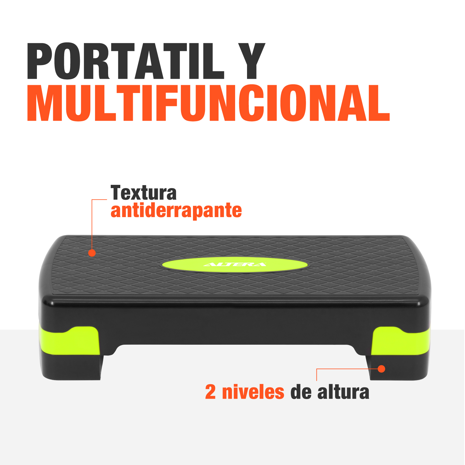 Banco Escalon De Ejercicio Step Rutinas Aerobics Ajustable Negro/Verde