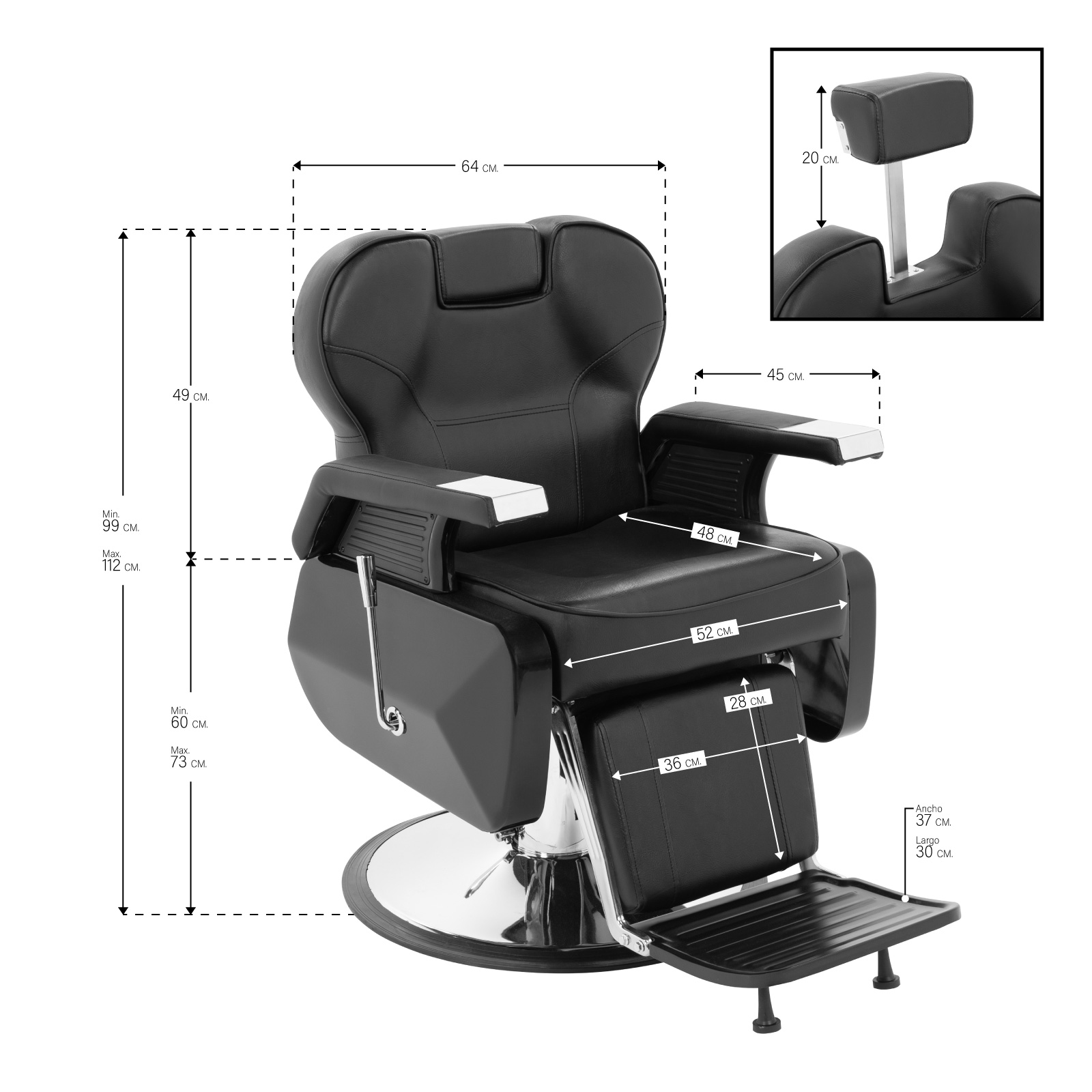 Sillon Barbero Peluqueria Silla Barberia Estetica Rudo