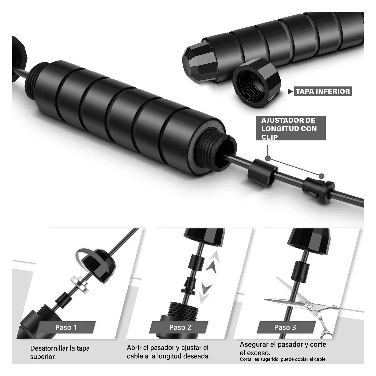 Cuerdas Para Ejercicio Altera Par Crossfit Para Saltar Boxeo Negro/Negro
