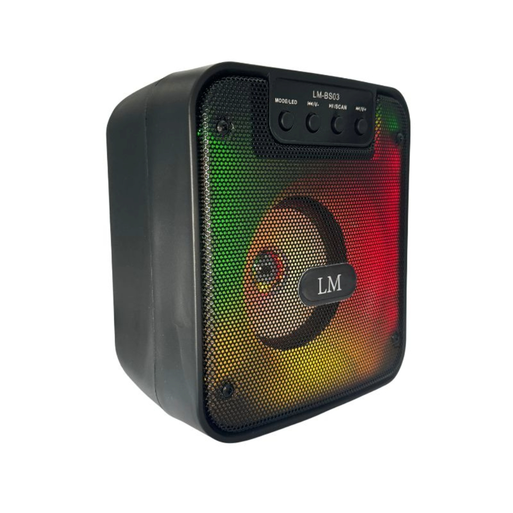 BOCINA PORTATIL LM BS03 CON LUZ .