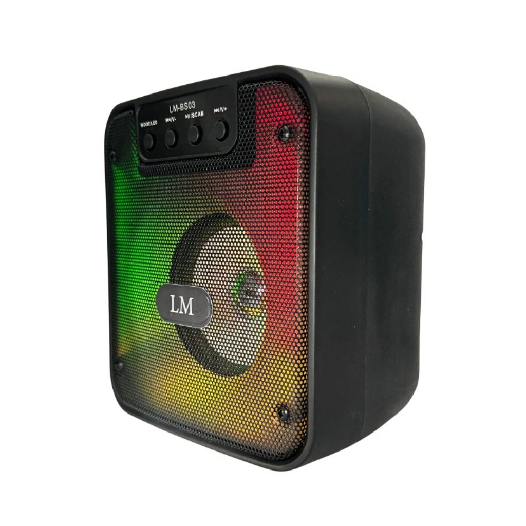BOCINA PORTATIL LM BS03 CON LUZ .