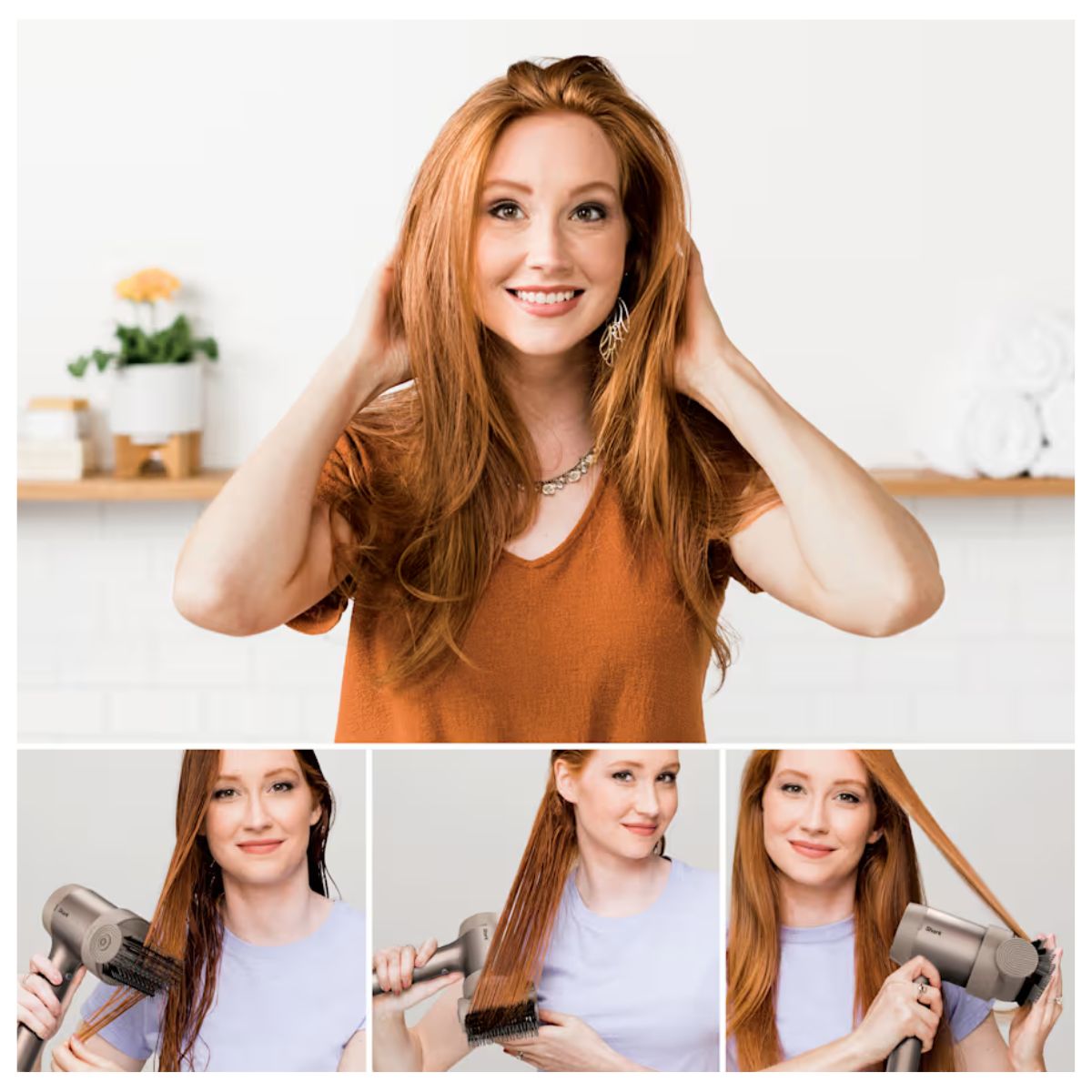 Secadora De cabello 2 en 1 C/Cepillo De Peinado Dorado Shark HD112​