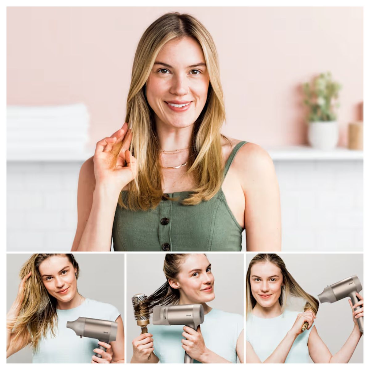 Secadora De cabello 2 en 1 C/Cepillo De Peinado Dorado Shark HD112​