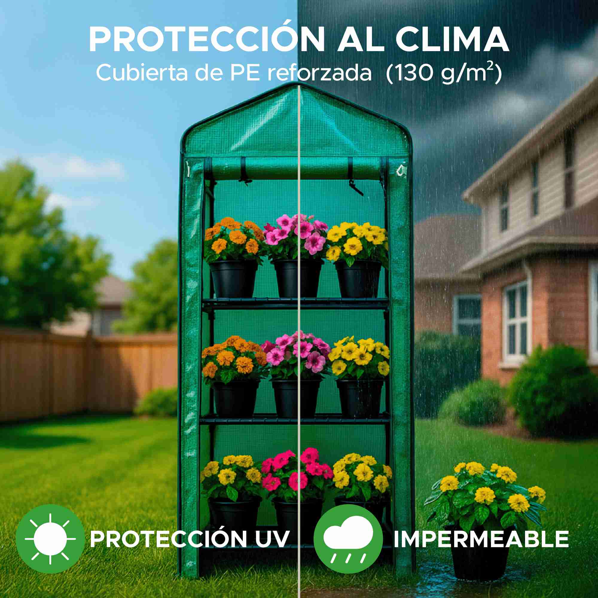 Invernadero Portátil Elly De 4 Niveles Con Cubierta Reforzada Y Estantes Metálicos Para Interior Y Exterior
