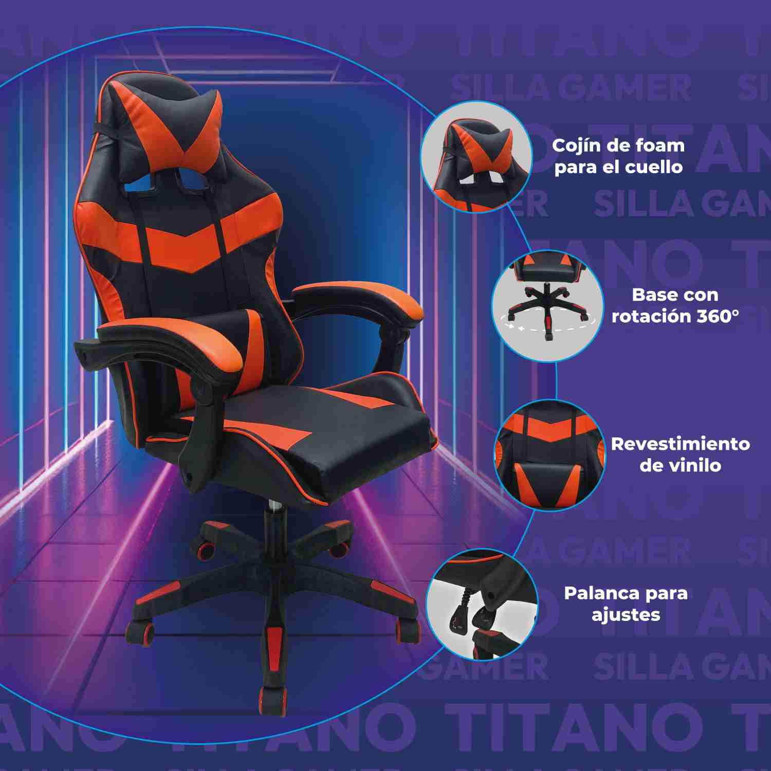 Silla de escritorio gamer ergonómica Reclinable MSI Comoda Homeoffice Rojo