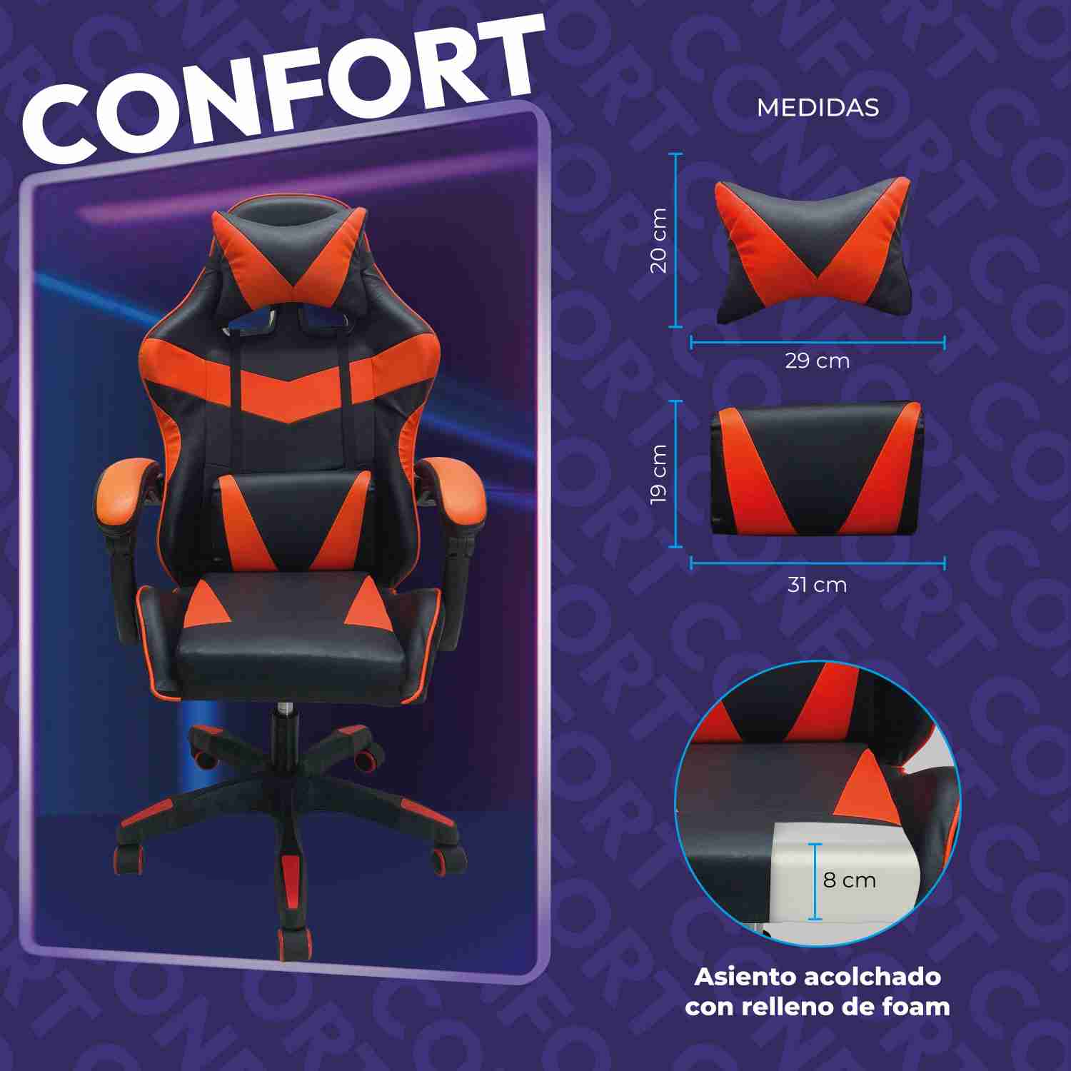 Silla de escritorio gamer ergonómica Reclinable MSI Comoda Homeoffice Rojo