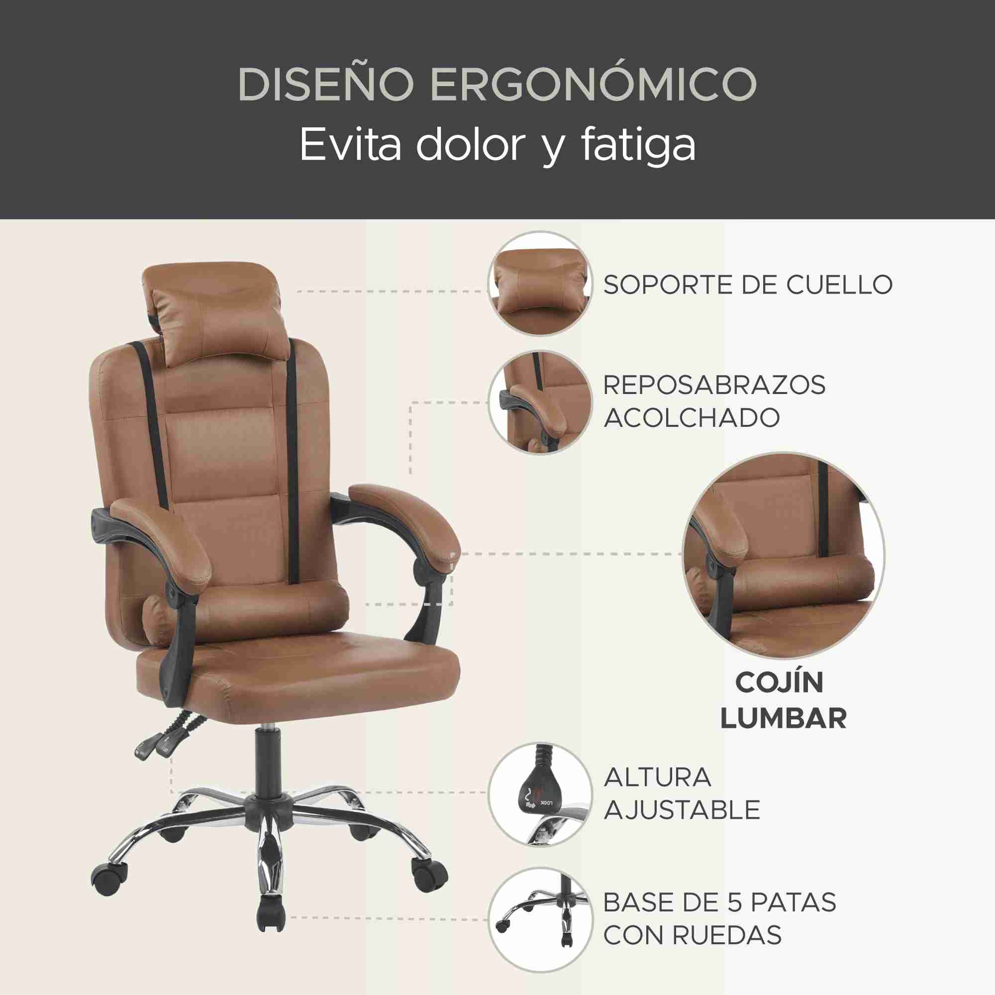 Silla De Oficina Vinipiel Sin Reposa pies