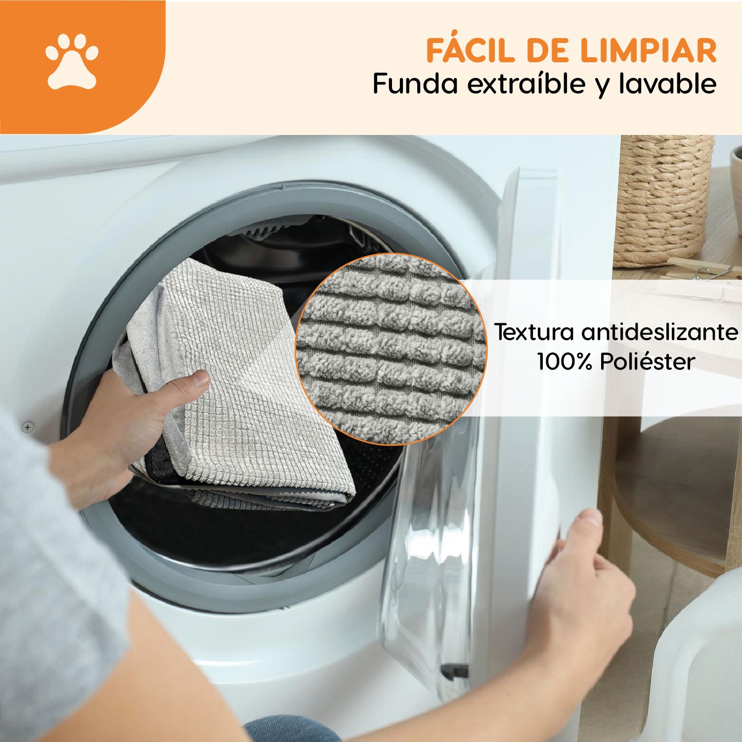 Escalera Afelpada 3 Pasos Para Perro Poli Pets Color Gris