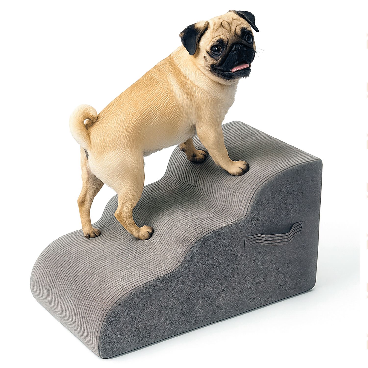 Escalera Afelpada 3 Pasos Para Perro Poli Pets Color Gris