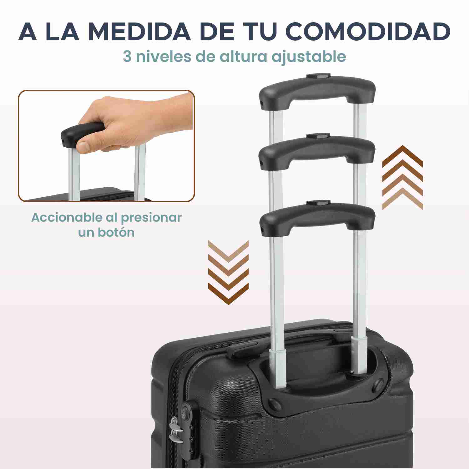 Set de 3 Maleta Fly & Trip Sidney 20, 24 y 28 Con 4 Ruedas Color Negro