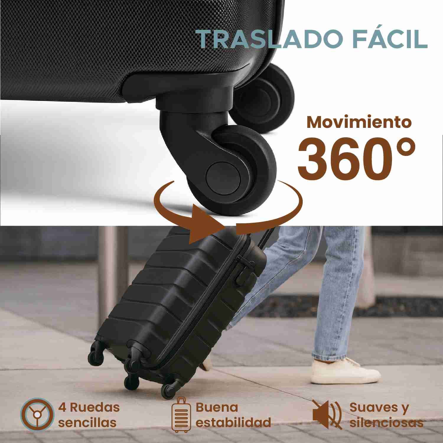 Set de 3 Maleta Fly & Trip Sidney 20, 24 y 28 Con 4 Ruedas Color Negro