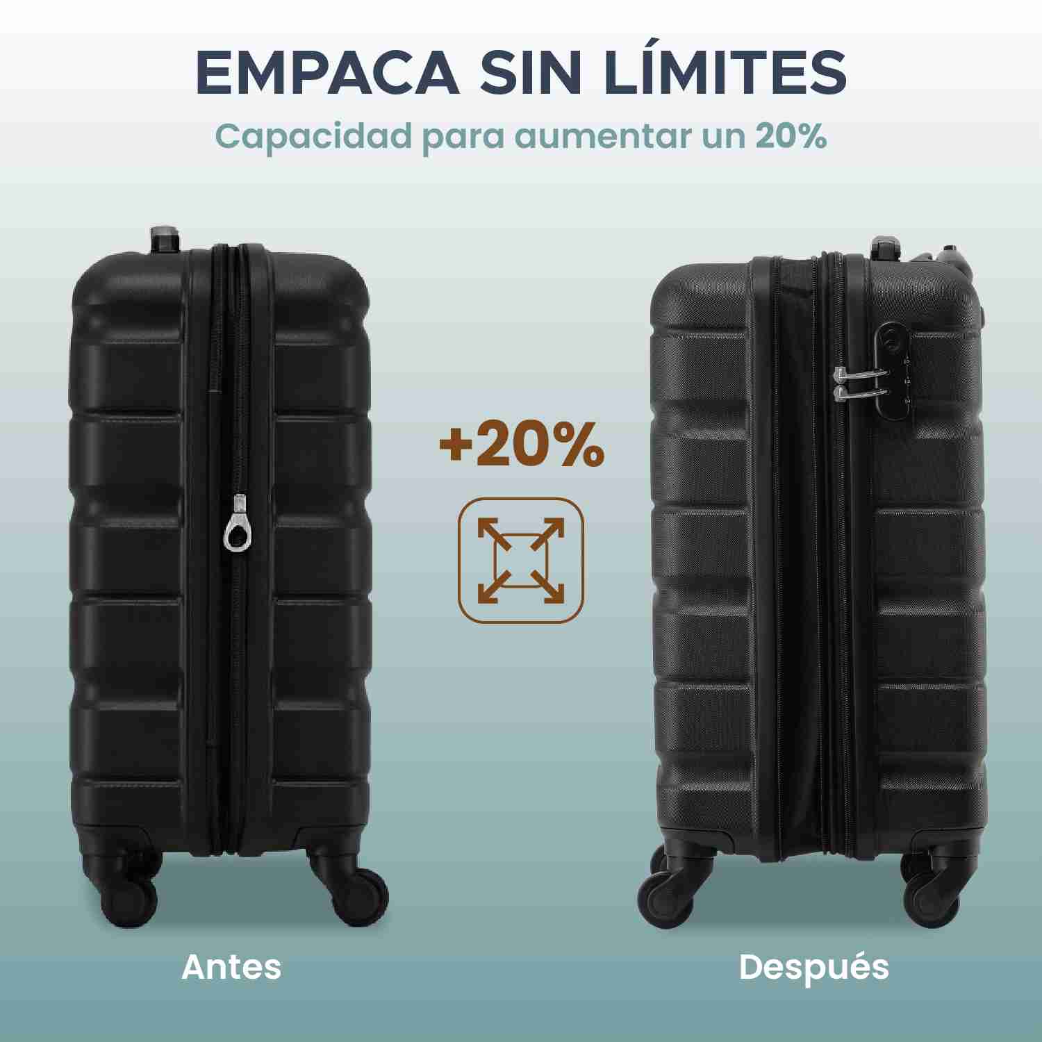 Set de 3 Maleta Fly & Trip Sidney 20, 24 y 28 Con 4 Ruedas Color Negro