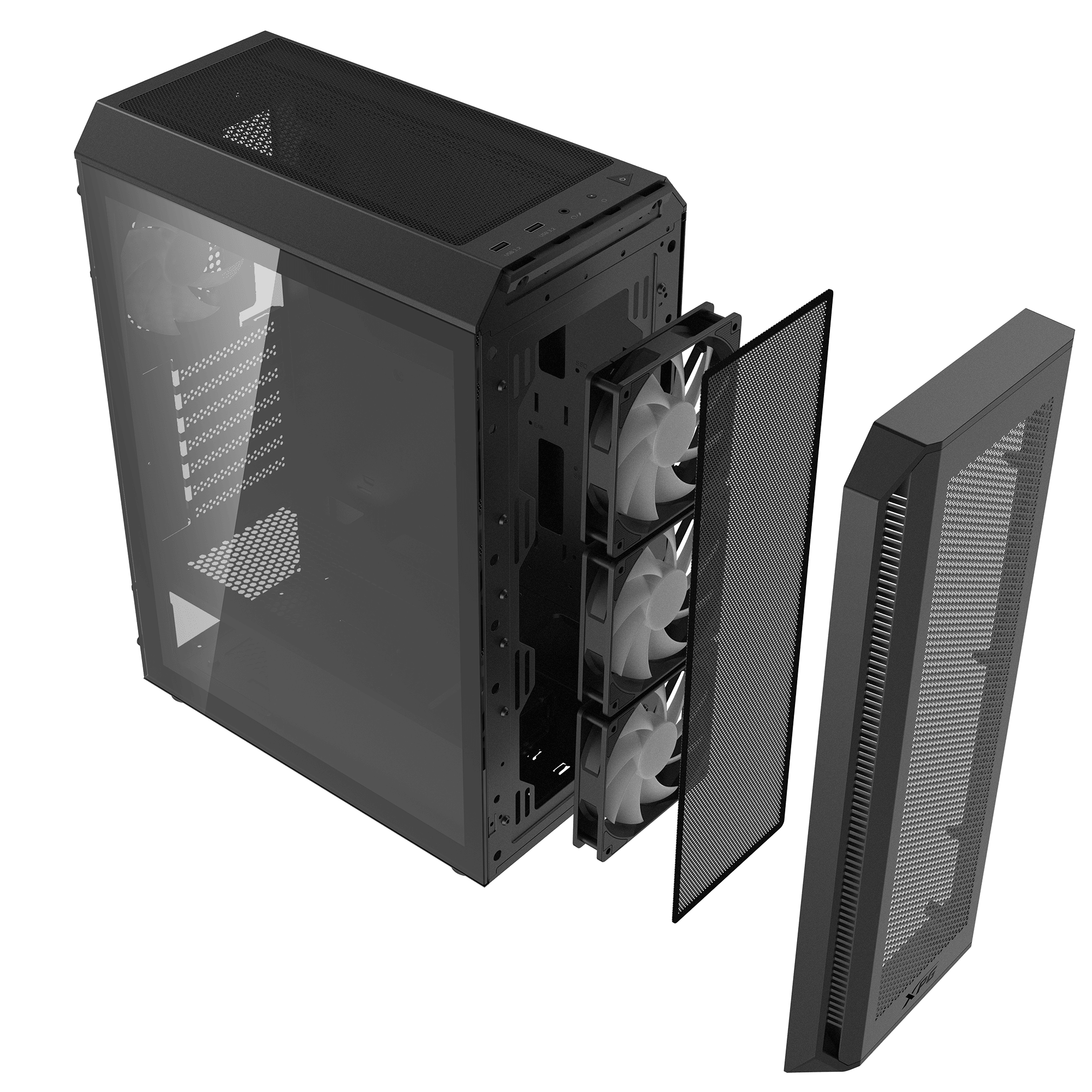 GABINETE ADATA XPG VALOR AIR PLUS NEGRO ATX S/FUENTE CRISTAL VALORAIRPLUSMTA-BKCWW