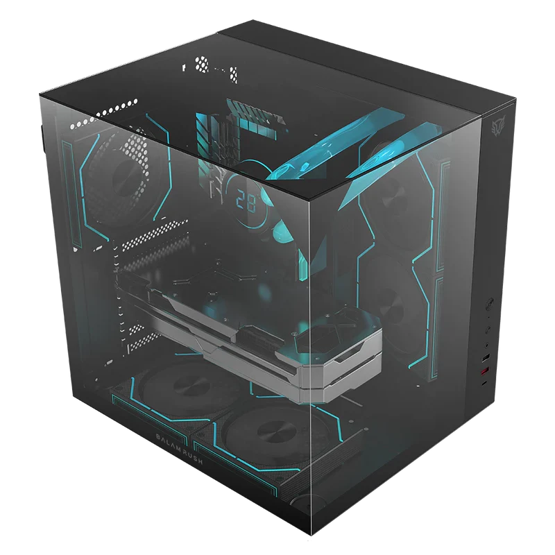 GABINETE BALAM RUSH TANK MAJESTIC 6600 NEGRO ATX USB-3.0 CRISTAL S/FUENTE BR-941525