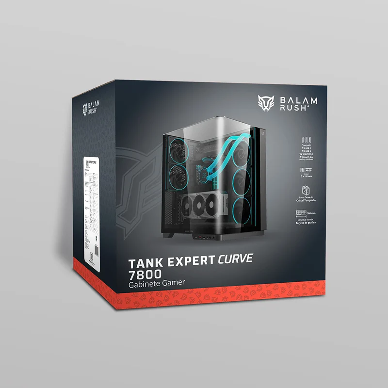 GABINETE BALAM RUSH TANK EXPERT 7800 NEGRO ATX USB-3.0 CRISTAL S/FUENTE BR-941556