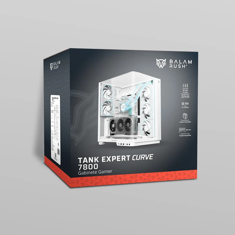 GABINETE BALAM RUSH TANK EXPERT 7800 BLANCO ATX USB-3.0 CRISTAL S/FUENTE BR-941563