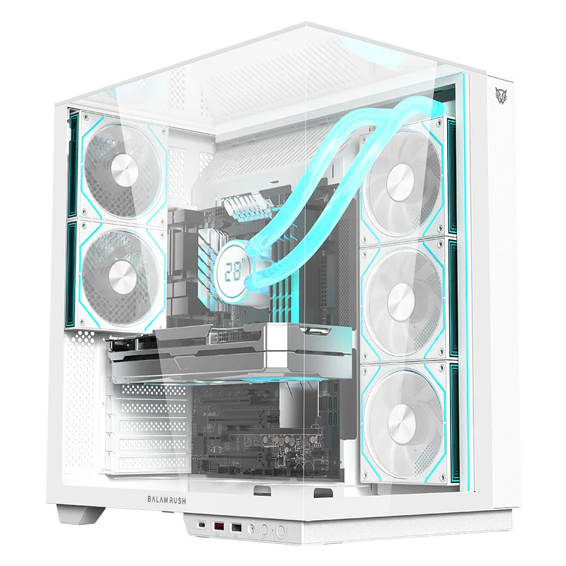 GABINETE BALAM RUSH TANK MAJESTIC 7600 BLANCO ATX USB-3.0 CRISTAL S/FUENTE BR-941501