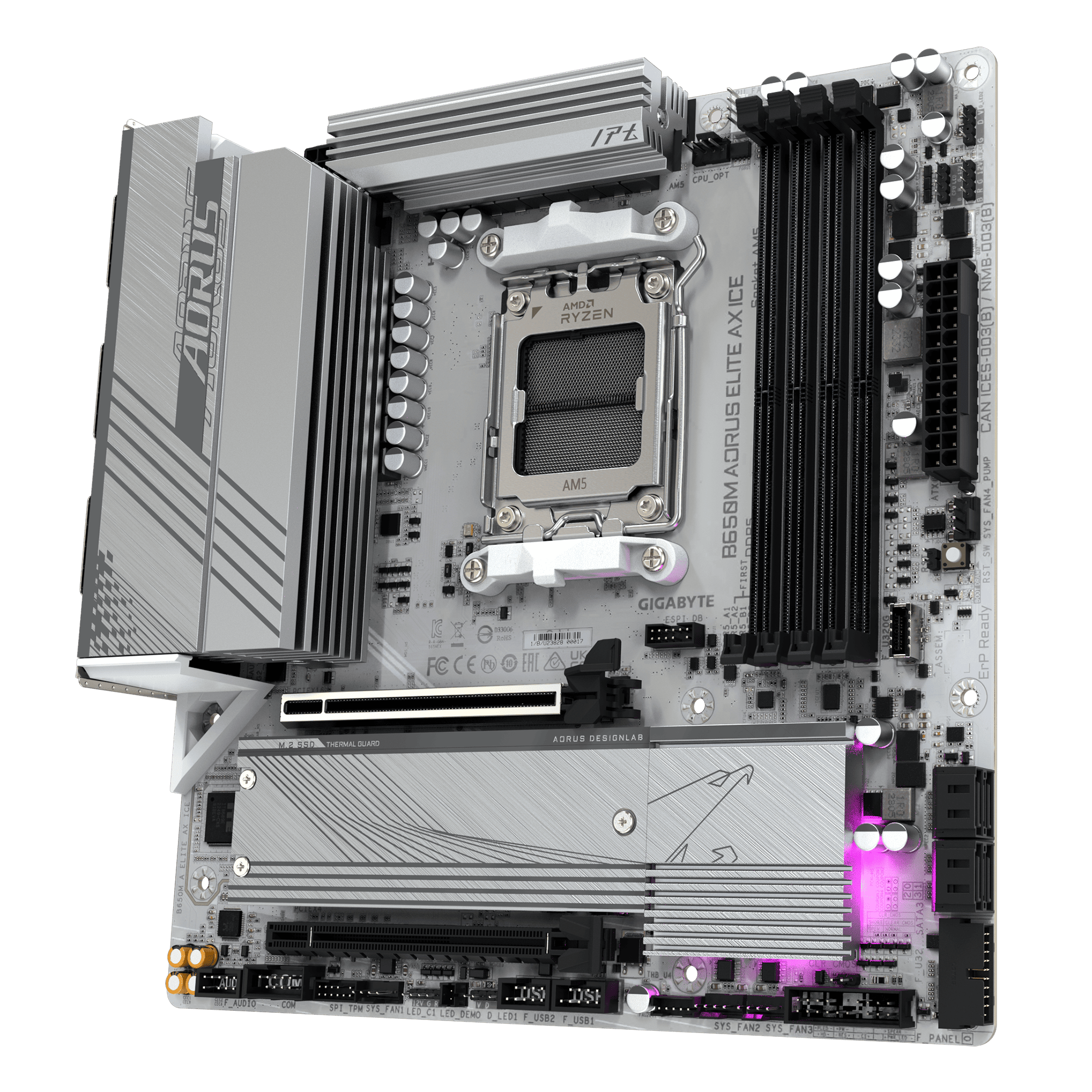 MOTHER AMD B650M AM5 GIGABYTE AORUS ELITE AX ICE 4xDDR5 256GB M-ATX