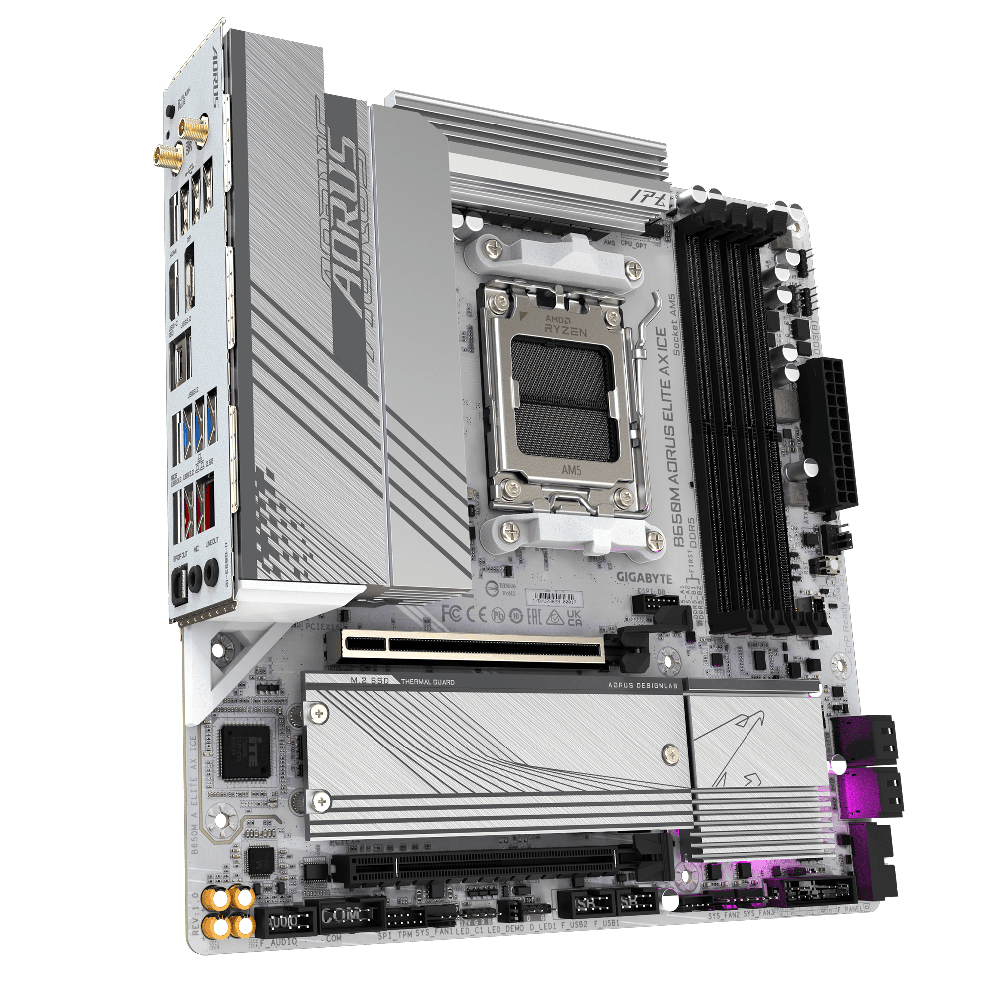 MOTHER AMD B650M AM5 GIGABYTE AORUS ELITE AX ICE 4xDDR5 256GB M-ATX