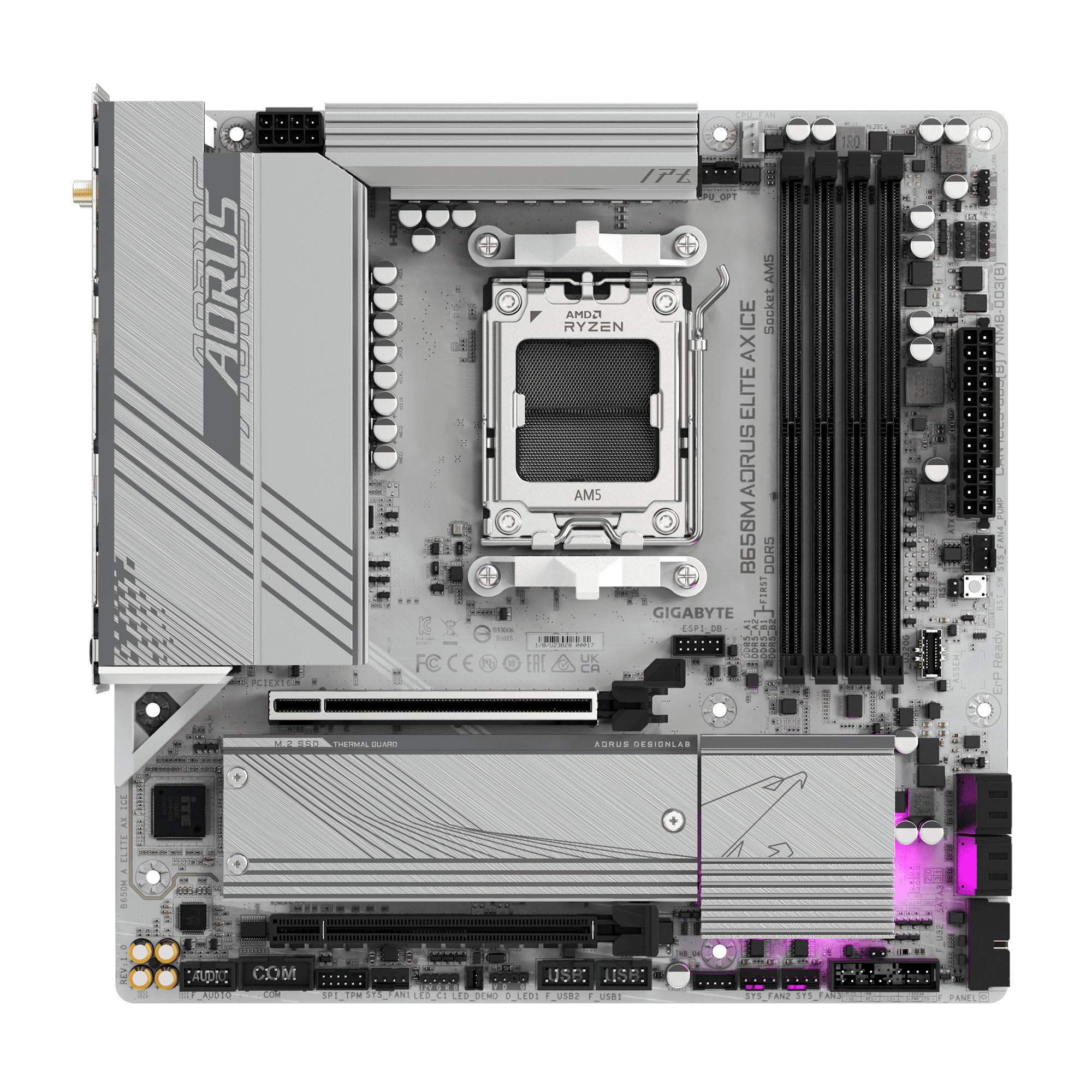 MOTHER AMD B650M AM5 GIGABYTE AORUS ELITE AX ICE 4xDDR5 256GB M-ATX
