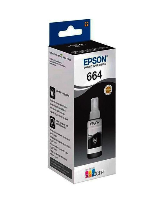 TINTA EPSON T664 NEGRA 70ML L110 L1300 L220 L310 L365 L375 L380 L395 L455 L475 L565 L575 L850 L200 K495 T664120-AL