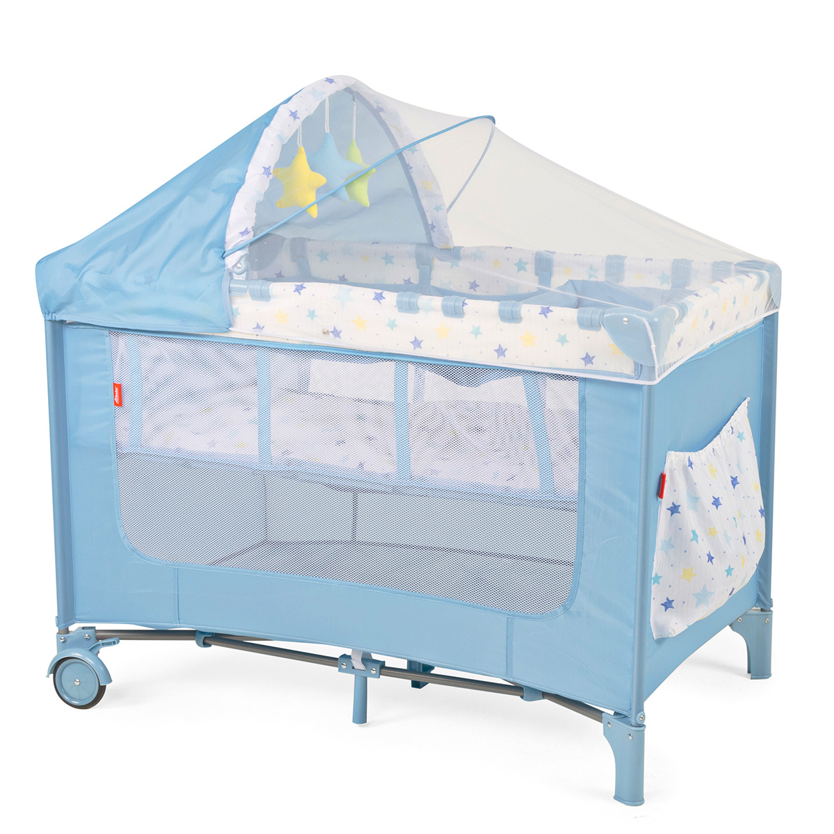 Cuna Corral Plegable con Cambiador y Dos Niveles Acolchonado D´Bebe Rest - Azul