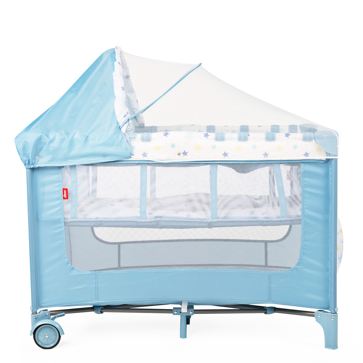 Cuna Corral Plegable con Cambiador y Dos Niveles Acolchonado D´Bebe Rest - Azul