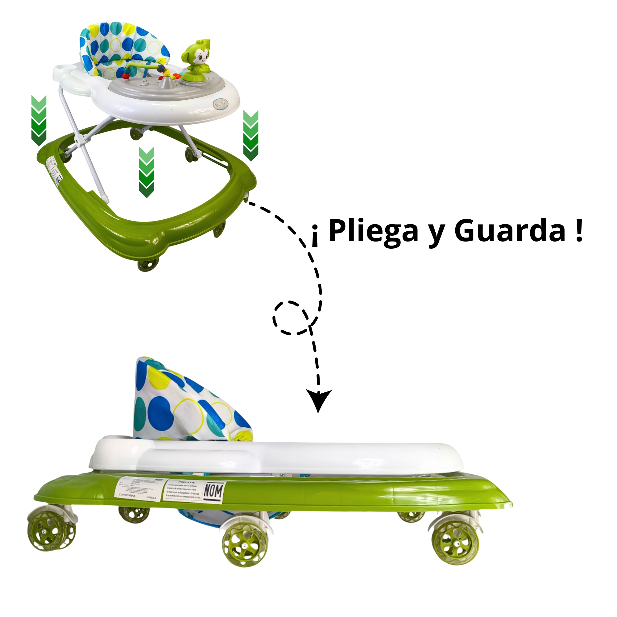 Andadera para Bebé Changuito 4 Alturas con Luz y Sonido - Verde