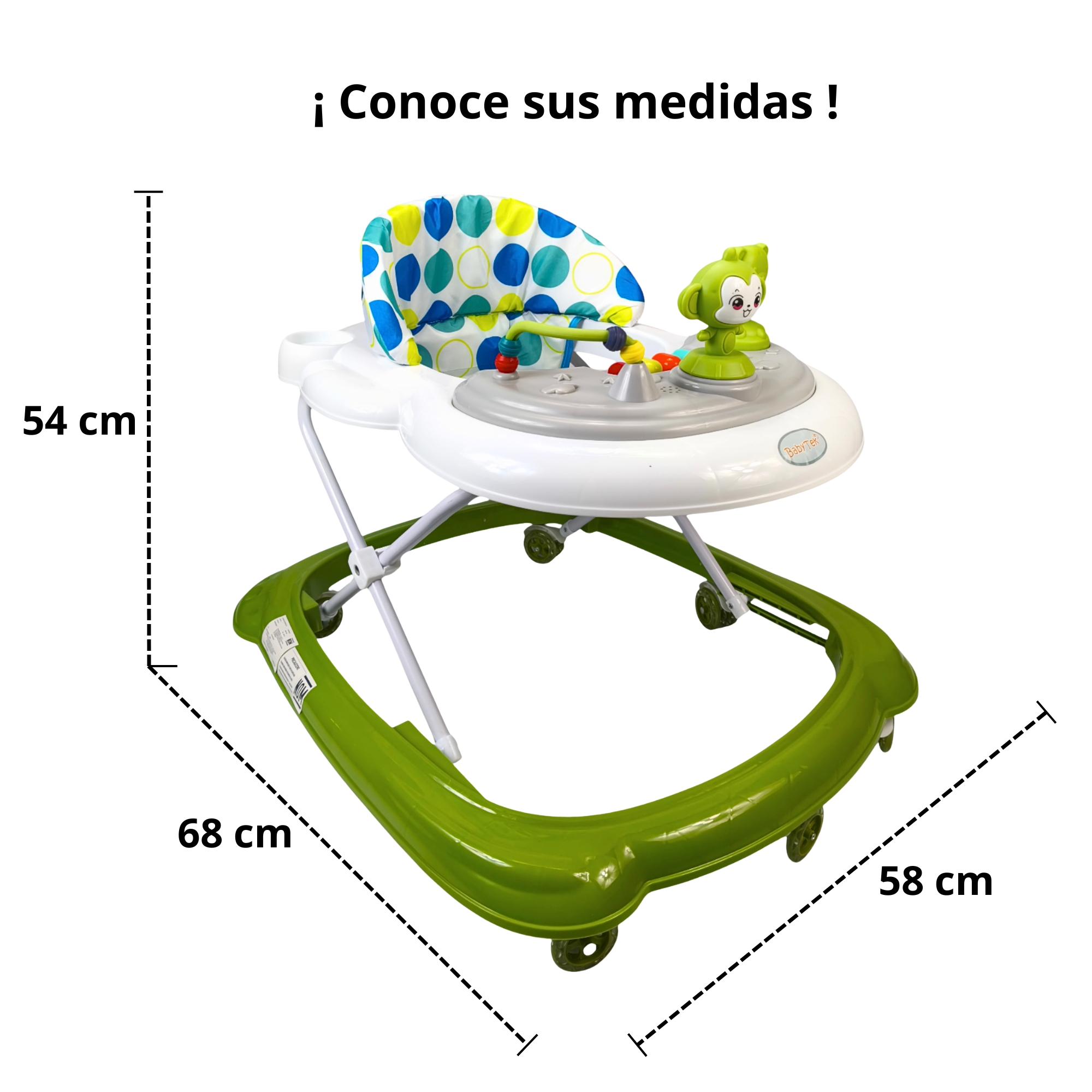 Andadera para Bebé Changuito 4 Alturas con Luz y Sonido - Verde
