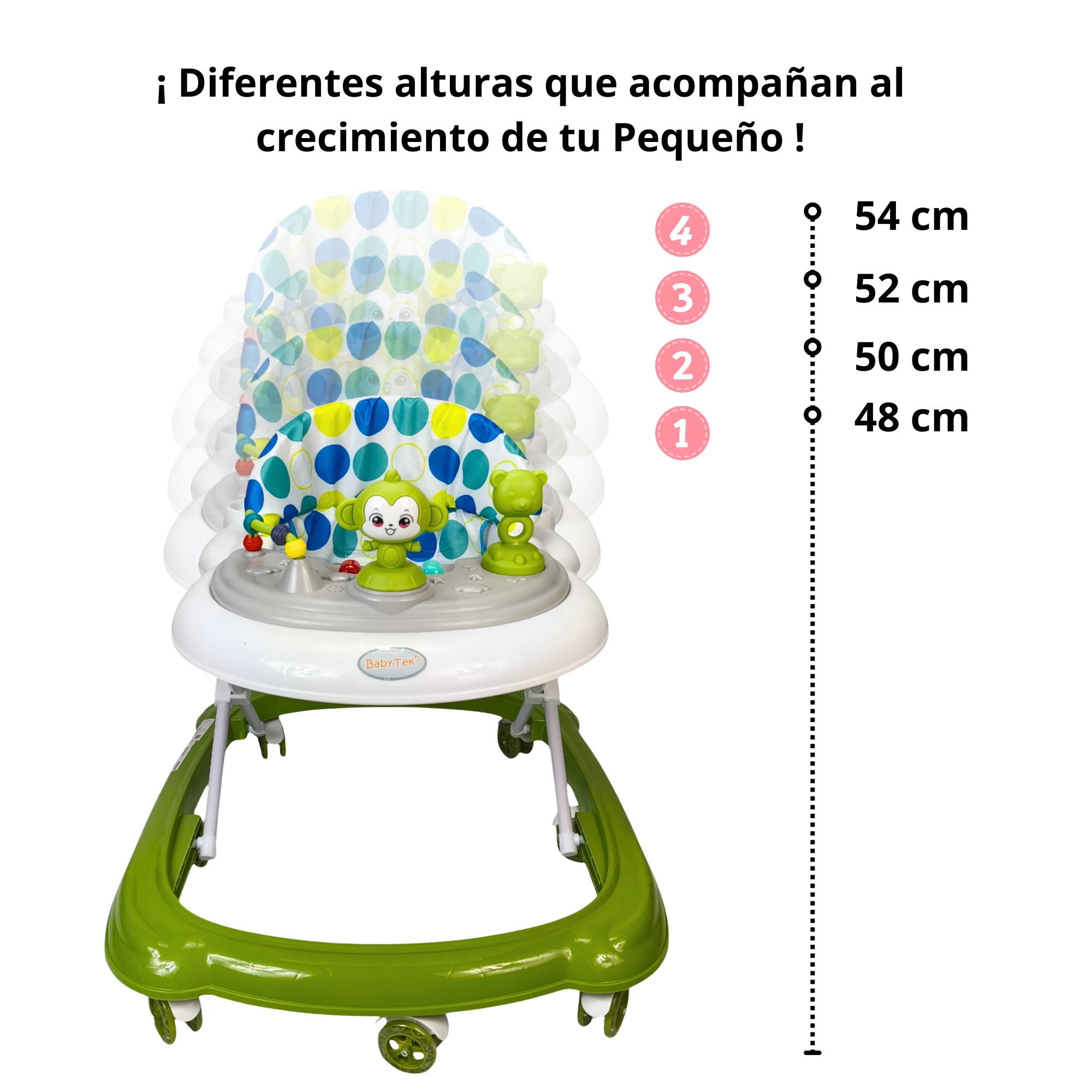 Andadera para Bebé Changuito 4 Alturas con Luz y Sonido - Verde