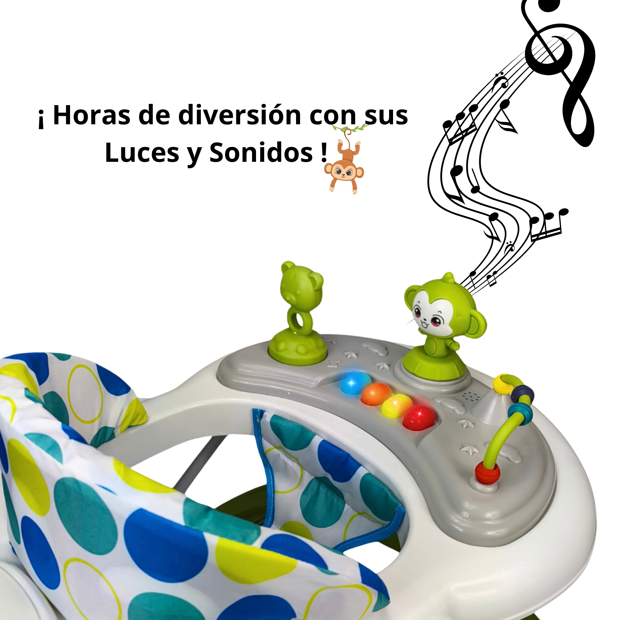 Andadera para Bebé Changuito 4 Alturas con Luz y Sonido - Verde