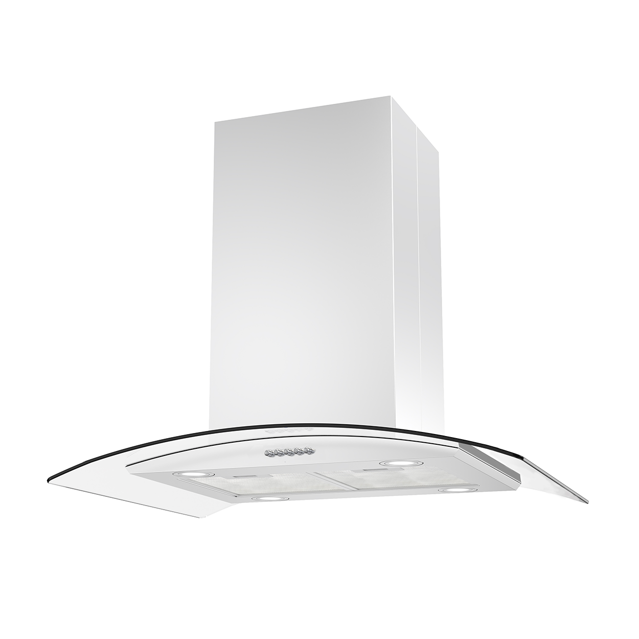 Campana de Cocina para Isla IHD Isola Milan 30 de 75 cm en Acero Inoxidable y Cristal Curvo