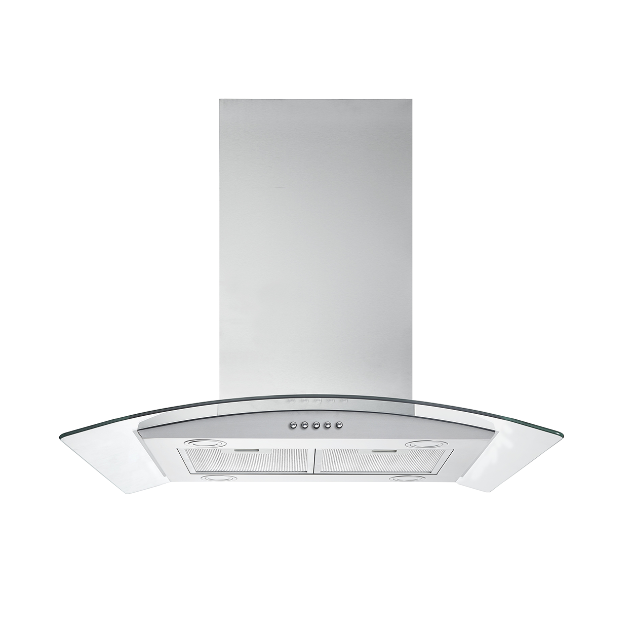Campana de Cocina para Isla IHD Isola Milan 30 de 75 cm en Acero Inoxidable y Cristal Curvo