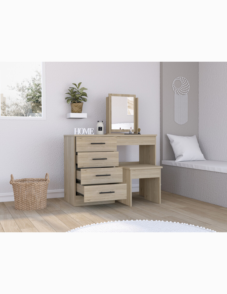 Tocador armable con cajones y espejo Modelo Kaia marca Excelsior