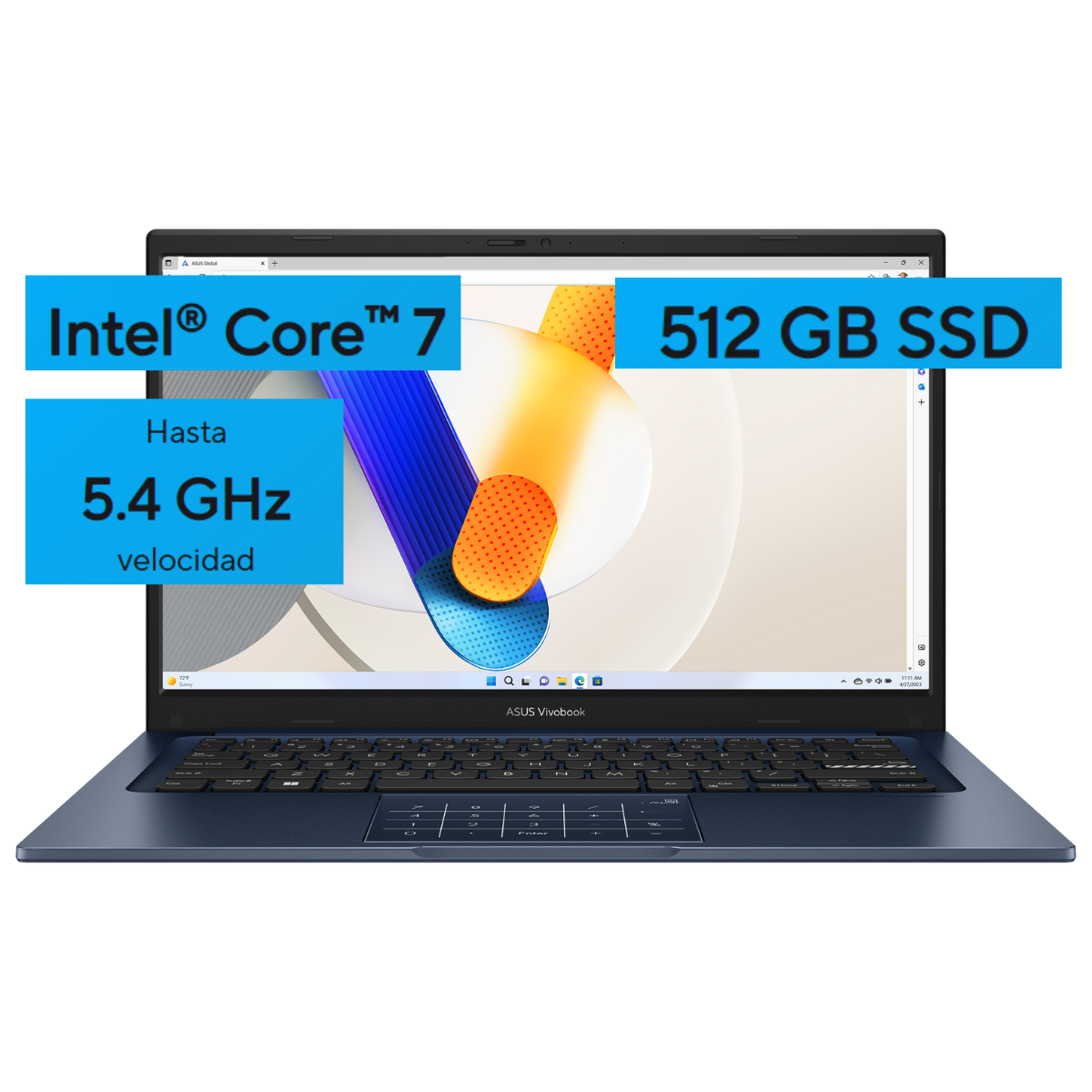 Laptop Asus Vivobook X1404VA-I712512, Core i7-1355U, 12GB RAM, 512GB SSD, Windows 11, color Quiet Blue