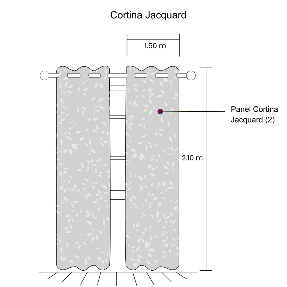 Cortinas Jacquard Dos paneles de 1.50 cm x 2.10 cm Azul Marino