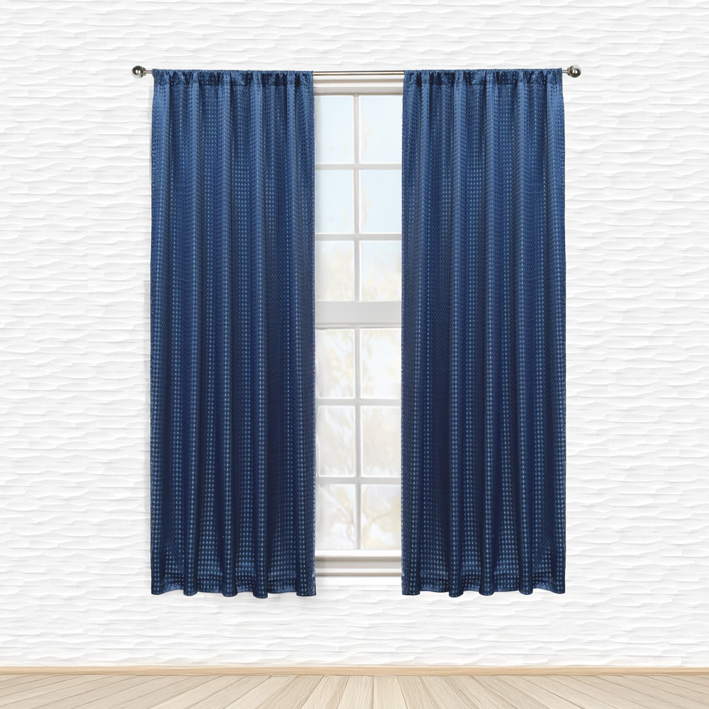 Cortinas Jacquard Dos paneles de 1.50 cm x 2.10 cm Azul Marino
