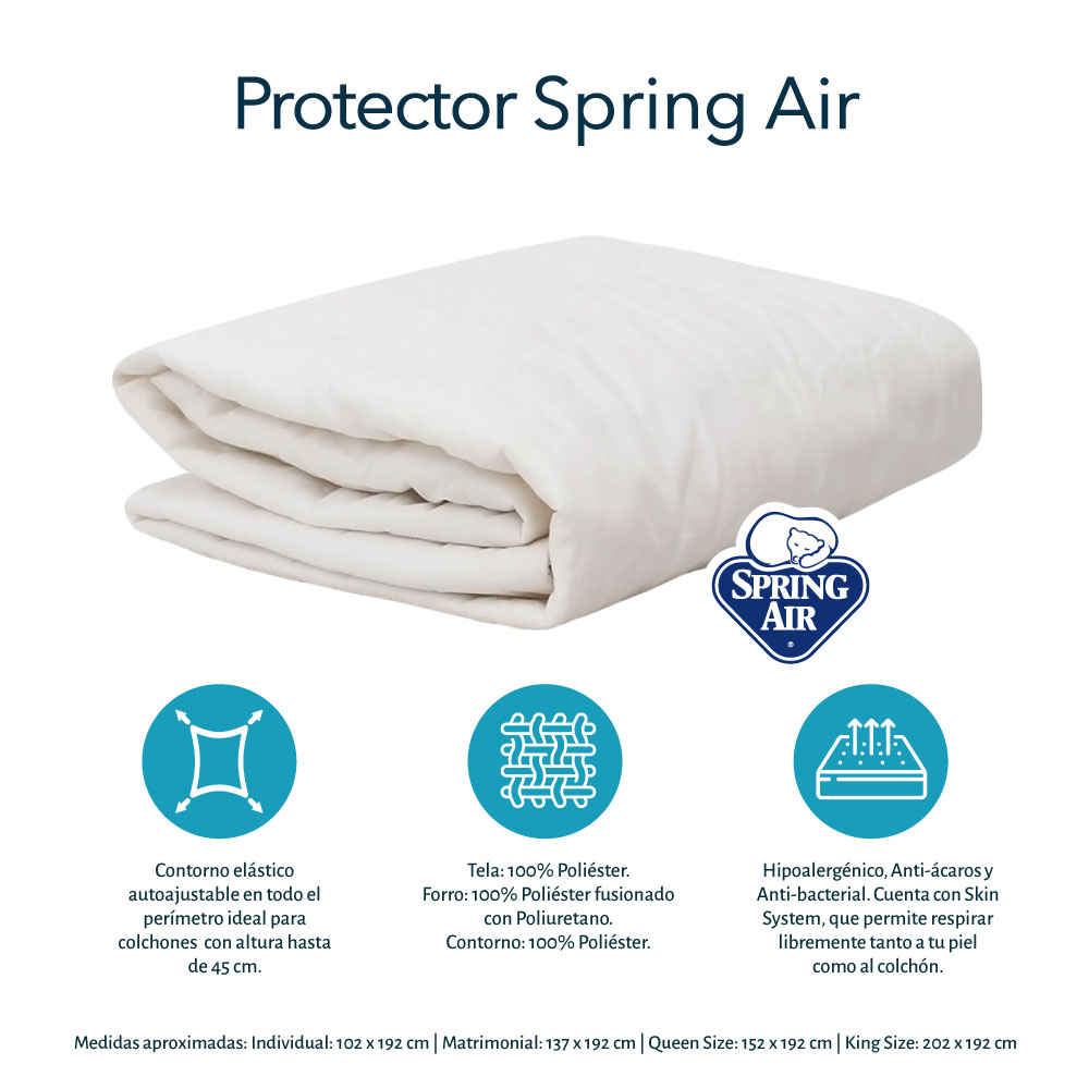Protector Matrimonial Spring Air con Sábanas Basic Gris