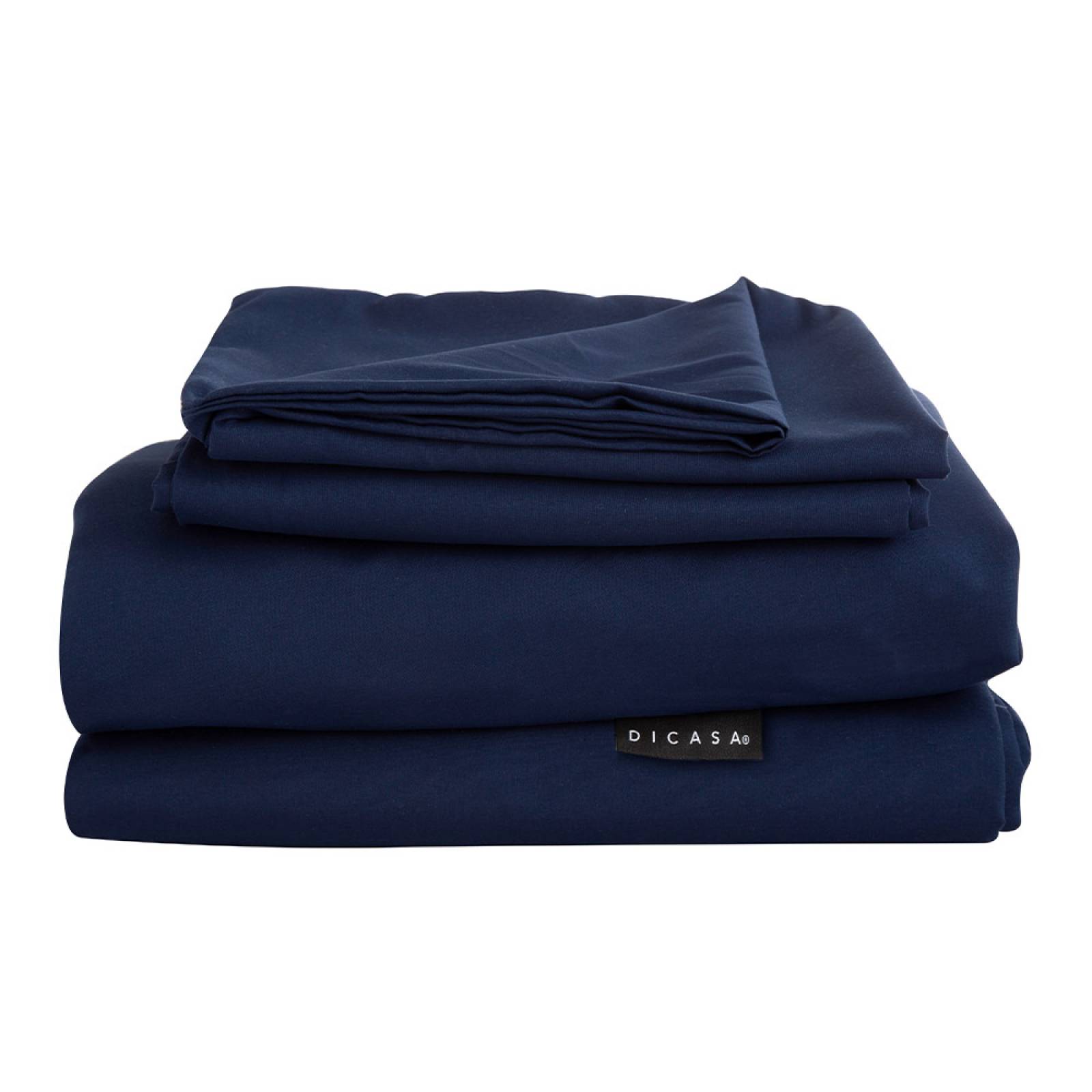 Combo Sábanas Softy Queen Size Azul Marino + 2 Almohadas One