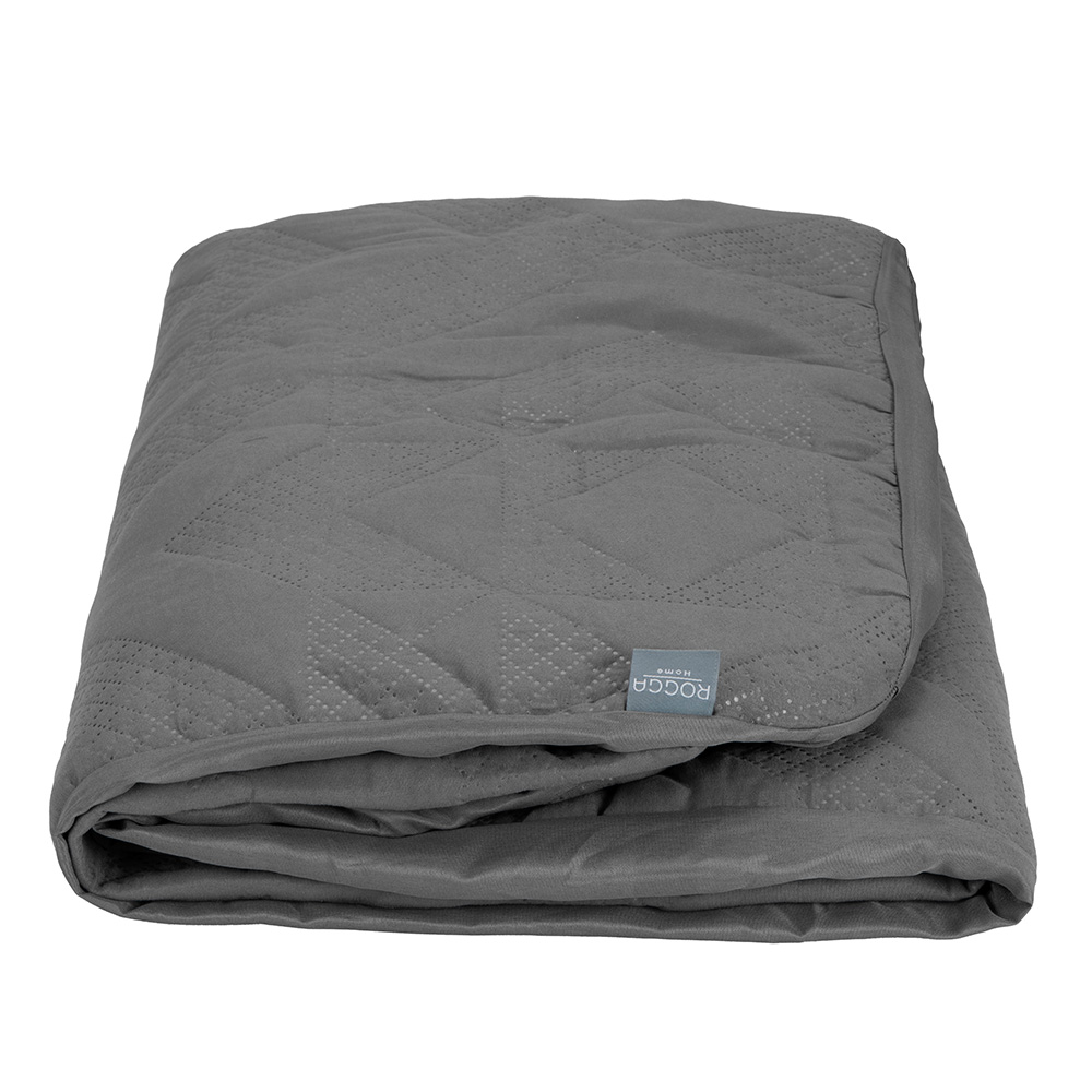 Edredon Individual Dicasa Couzy Azul Marino con Gris, Sábanas Royal Gris, Protector Lux y Almohada Royal
