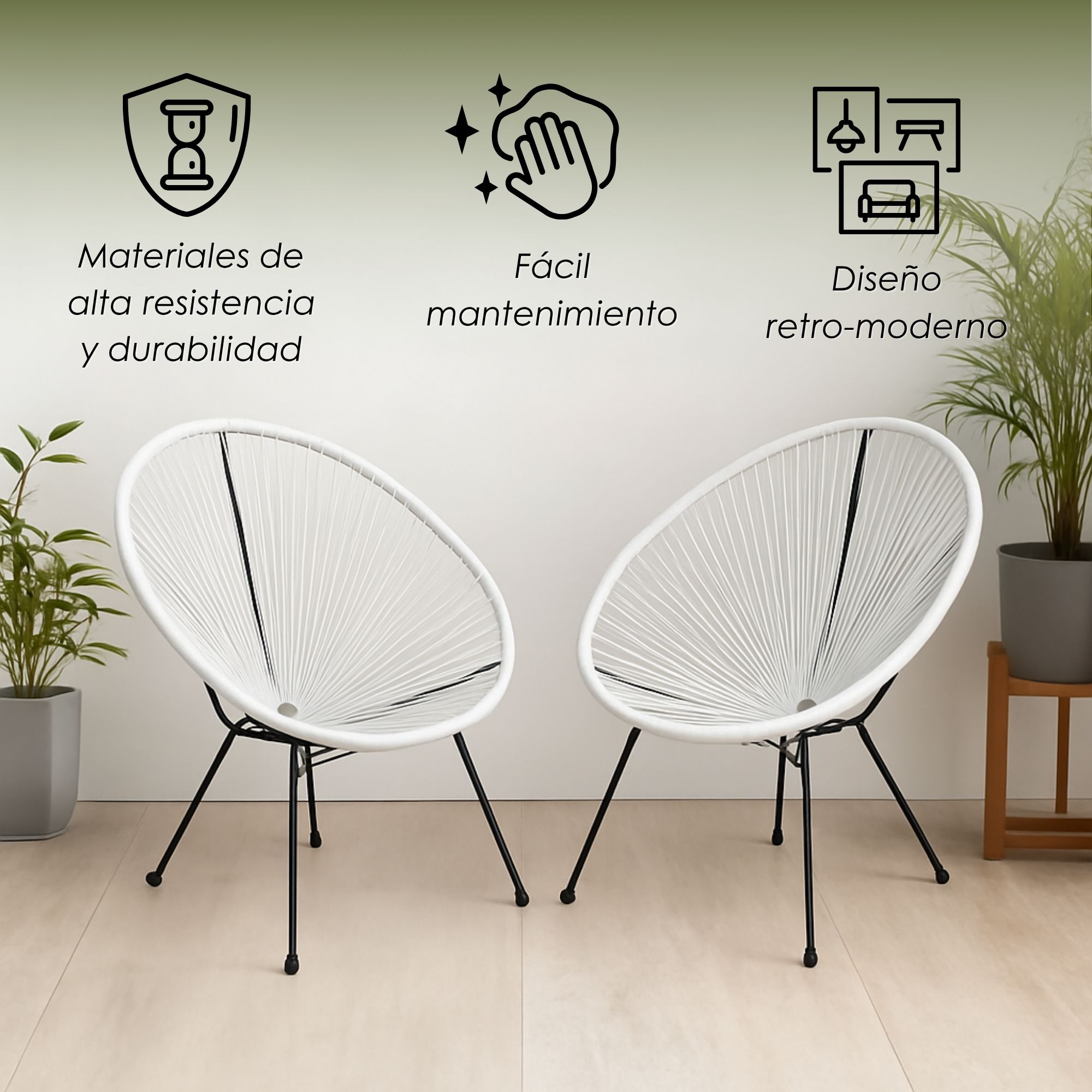 Ilios Innova | Sillas Estilo Acapulco con Estructura de Acero y Diseño Retro Moderno – Ideales para Exterior e Interior