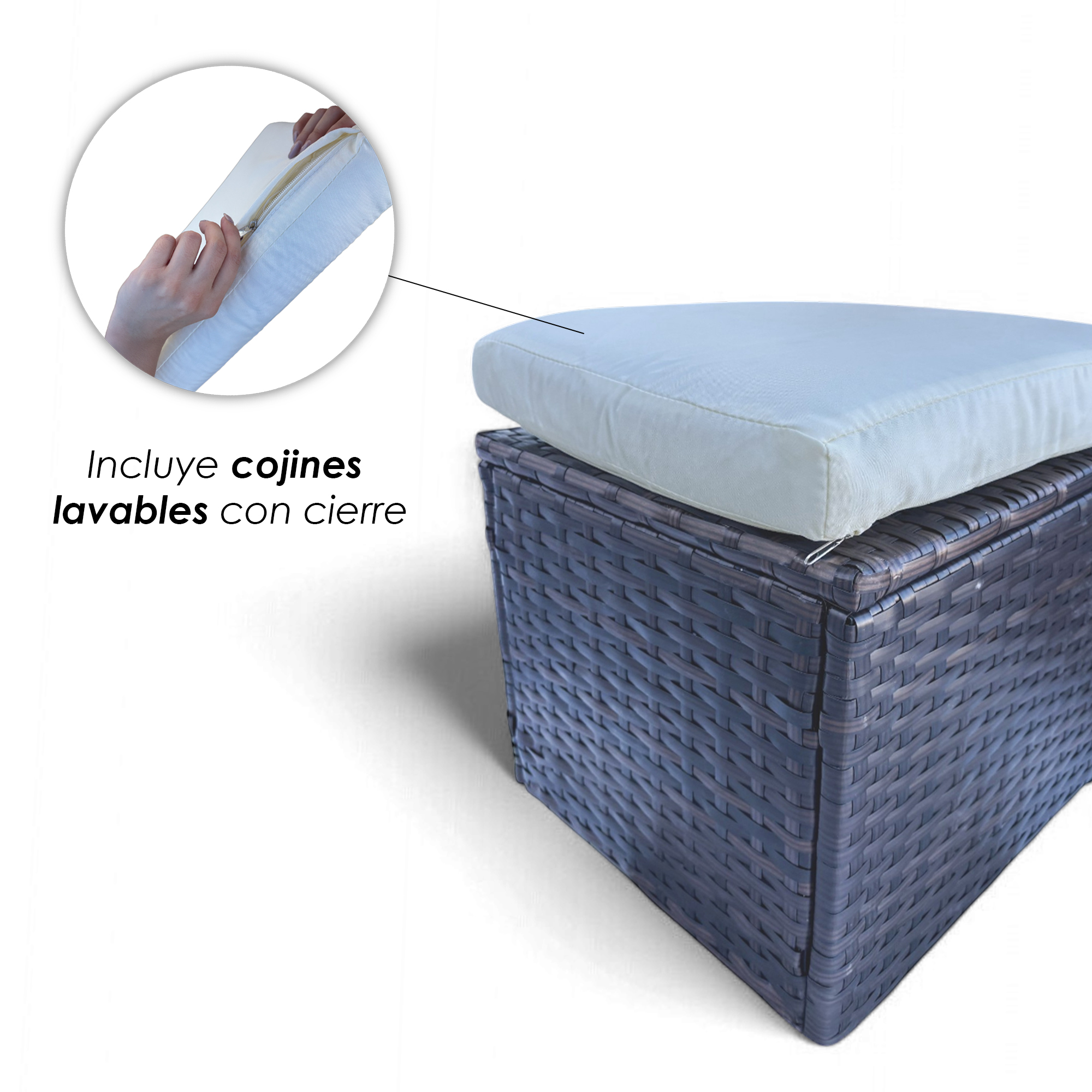 Ilios Innova | Juego De Sala Para Jardín Esquinera 5 Piezas Mimbre Sintético Color Café