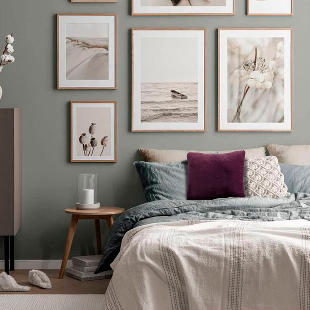 Ilios Innova | Set de 2 Fundas para Cojín Color Vino, Tela Terciopelo con Cierre Oculto. Elegantes para Sofá o Cama.