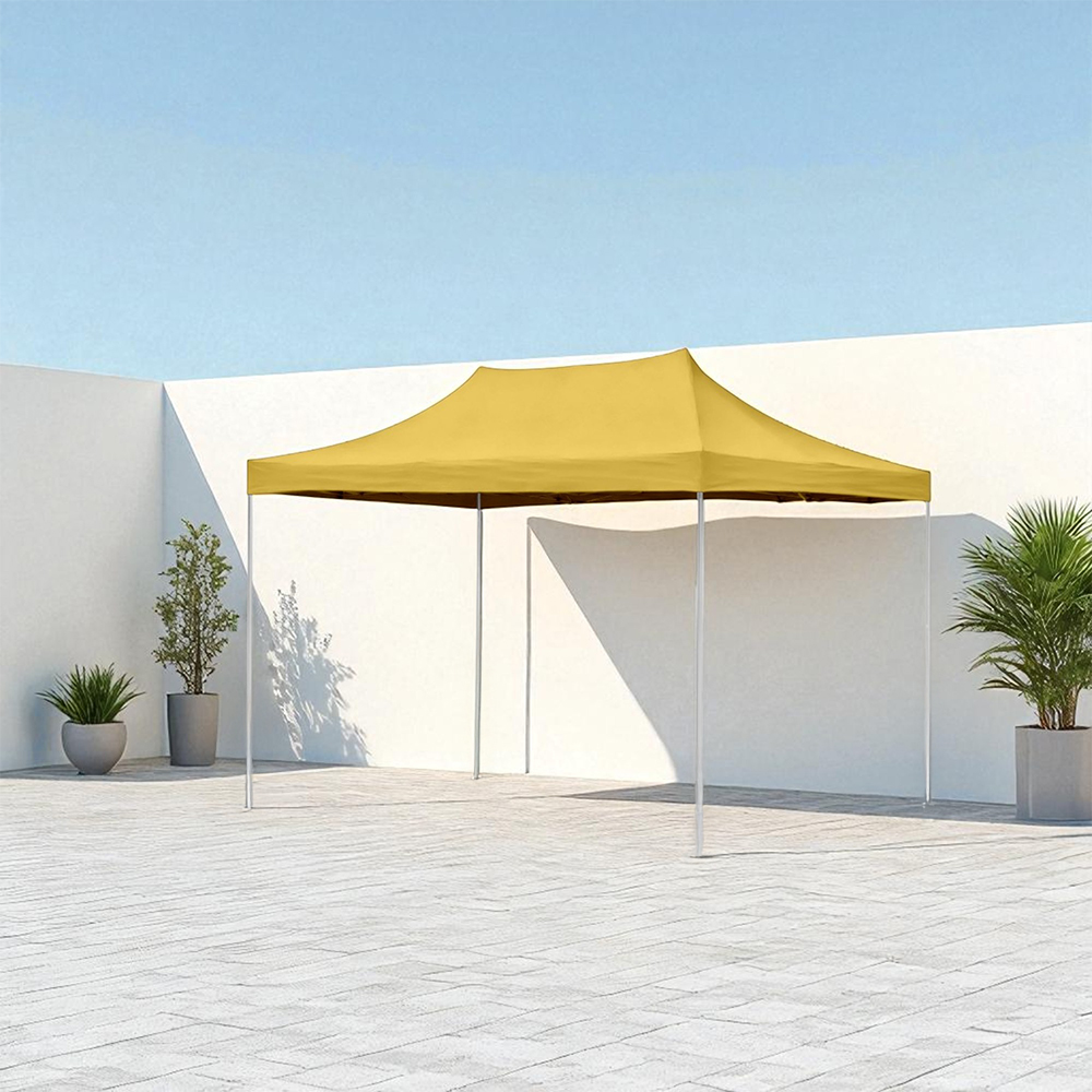 Ilios Innova | Toldo Plegable Amarillo 3x4.5, Impermeable y Resistente al Clima con Estructura de Hierro y Tela Oxford.
